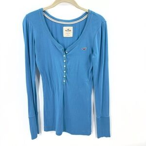 Vintage Y2K Hollister Henley Top Womens Large Fitted Stretch Bella Elena Long